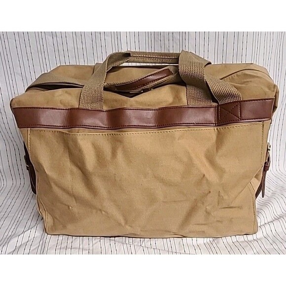 VTG Polo Ralph Lauren Shoulder Laptop Messenger Bag Leather Straps Canvas - Picture 6 of 10